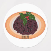 Christmas pudding cartoon illustration etiketten (Design 1)