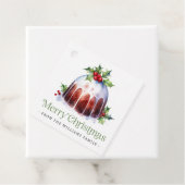 Christmas pudding holly berries watercolor geschenkanhänger (Beispiel)