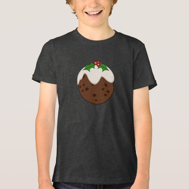 Christmas Pudding Illustrative Art Tri-Blend Shirt (Vorderseite)