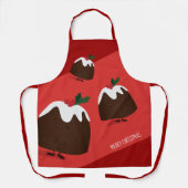 Christmas Pudding Red Frohe Weihnachts-Cartoon Schürze (Vorderseite)