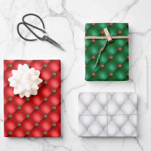 Christmas Puffy Quilted Trio Geschenkpapier Set (Vorderseite)