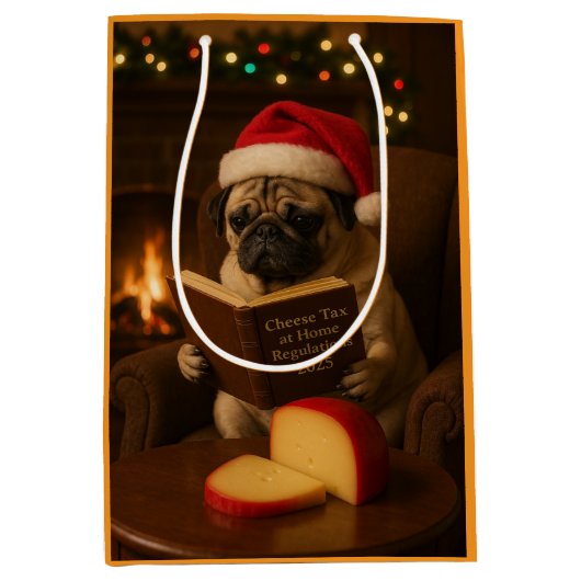 Christmas Pug Christmas gift bag Mittlere Geschenktüte (Vorderseite)