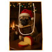 Christmas Pug Christmas gift bag Mittlere Geschenktüte (Rückseite)