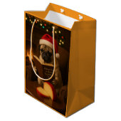 Christmas Pug Christmas gift bag Mittlere Geschenktüte (Rückseite Schrägansicht)
