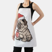 Christmas Pug cute hat cartoon Schürze (InSitu)