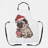 Christmas Pug cute hat cartoon Schürze (Vorderseite)