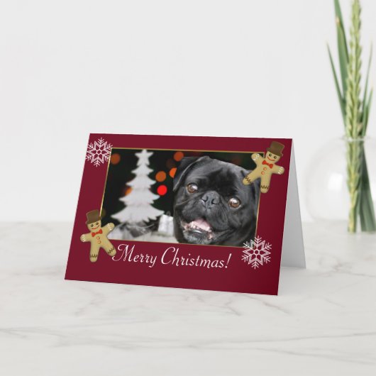 Christmas pug dog feiertagskarte (Vorderseite)