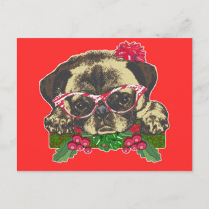 Christmas Pug Feiertagspostkarte