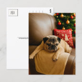 Christmas Pug Postcard Cozy Holiday Evening Postkarte (Vorne/Hinten)