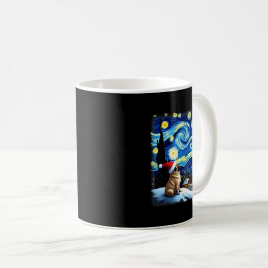 Christmas Pug Starry Night Kaffeetasse (VorderseiteRechts)