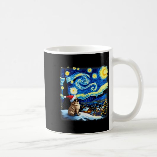 Christmas Pug Starry Night  Kaffeetasse (Rechts)