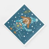 Christmas Pup Niedlich Blue Paper Napkins Serviette (Ecke)