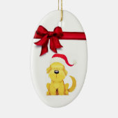 ***CHRISTMAS PUP W/ HELLE ROTE BOW*** KERAMIK ORNAMENT (Rechts)