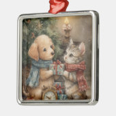 Christmas Puppy and Kitten Gift Ornament Aus Metall (Links)
