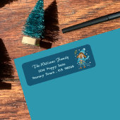 Christmas Puppy Blue Rücksendeadressen-Aufkleber