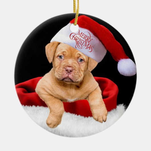 Christmas Puppy Keramik Ornament (Vorne)