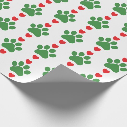 Christmas Puppy Paw Muster Geschenkpapier (Ecke)