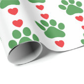 Christmas Puppy Paw Muster Geschenkpapier (Rolleneckpunkt)