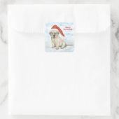 Christmas Puppy Quadratischer Aufkleber (Tasche)