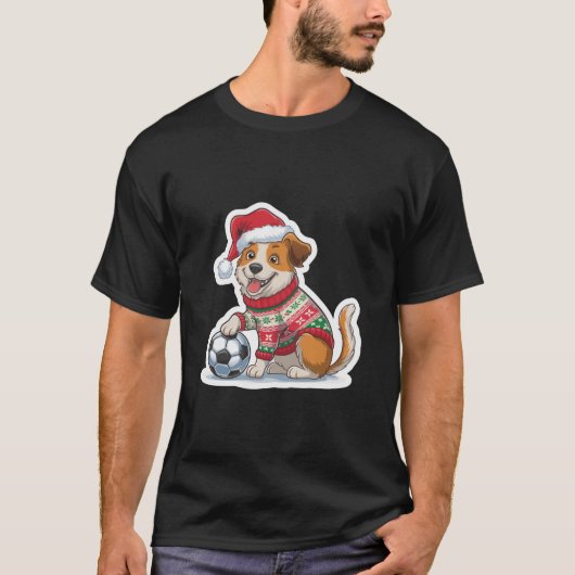 Christmas Puppy with Soccer Ball T-Shirt (Vorderseite)