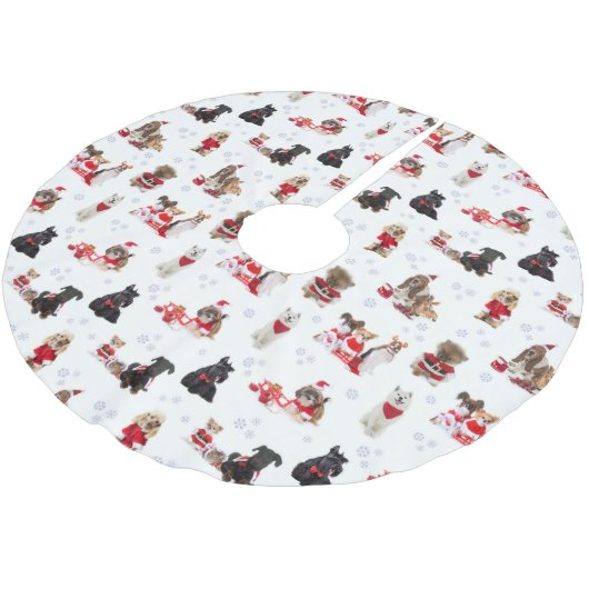 CHRISTMAS PUPS POLYESTER WEIHNACHTSBAUMDECKE (Schrägansicht)