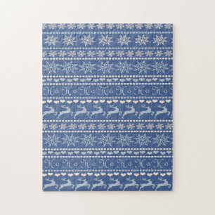 Christmas Puzzle Blue Rentier