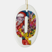 CHRISTMAS Q SCHREIBEN / SANTA MIT GIFTMONOGRAM KERAMIKORNAMENT (Rechts)