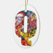 CHRISTMAS Q SCHREIBEN / SANTA MIT GIFTMONOGRAM KERAMIKORNAMENT (Links)