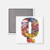 CHRISTMAS Q SCHREIBEN / SANTA MIT GIFTMONOGRAM MAGNET (Vorderseite/Rückseite)