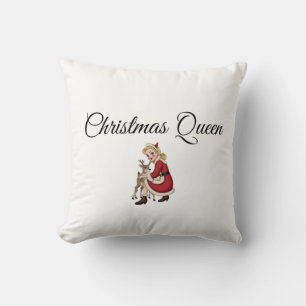 Christmas Queen Cartoon Blonde Woman with Reindeer Kissen