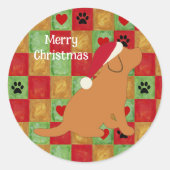 Christmas Quilt Fox Red Labrador Puppy Runder Aufkleber (Vorderseite)