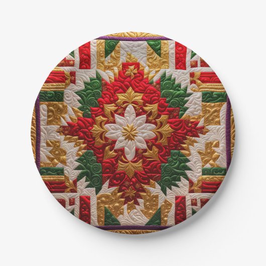 CHRISTMAS QUILT PATTERN ~ Niedlich ~ Pappteller (Vorderseite)