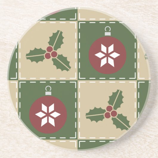 Christmas Quilt Sandstone Untersetzer (Vorne)