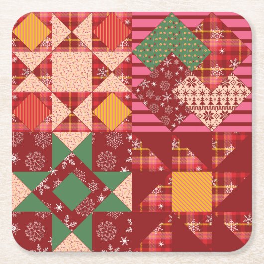 Christmas Quilt Squares Rechteckiger Pappuntersetzer (Vorderseite)