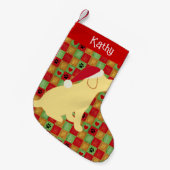 Christmas Quilt Yellow Labrador Puppy Kleiner Weihnachtsstrumpf (Vorderansicht (hängend))