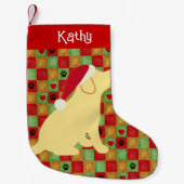 Christmas Quilt Yellow Labrador Puppy Kleiner Weihnachtsstrumpf (Vorderseite)