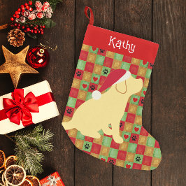 Christmas Quilt Yellow Labrador Puppy Kleiner Weihnachtsstrumpf