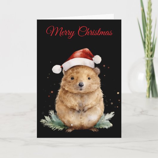 Christmas Quokka  Feiertagskarte (Vorderseite)