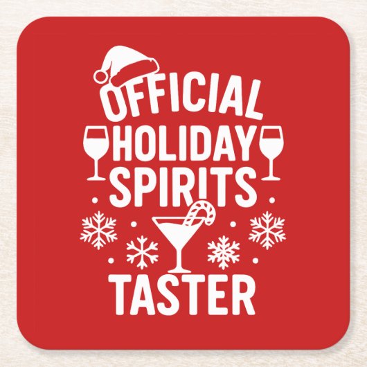 Christmas quote funny party spirits taster red rechteckiger pappuntersetzer (Vorderseite)