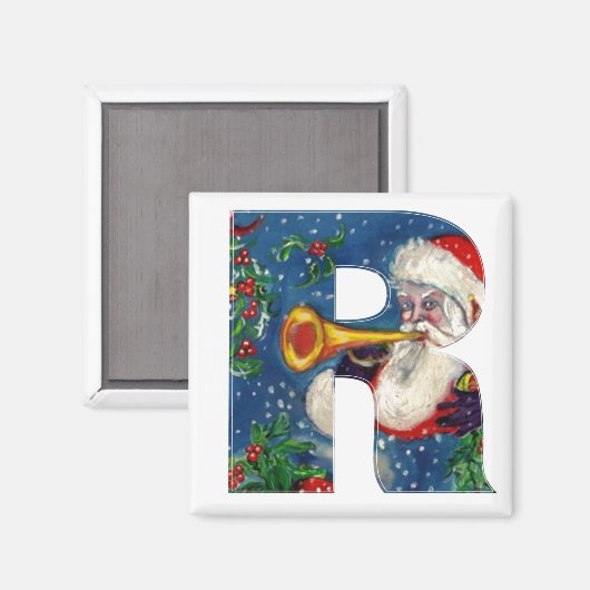CHRISTMAS R SCHREIBEN / SANTA BUGLER MONOGRAMM MAGNET (Vorderseite/Rückseite)