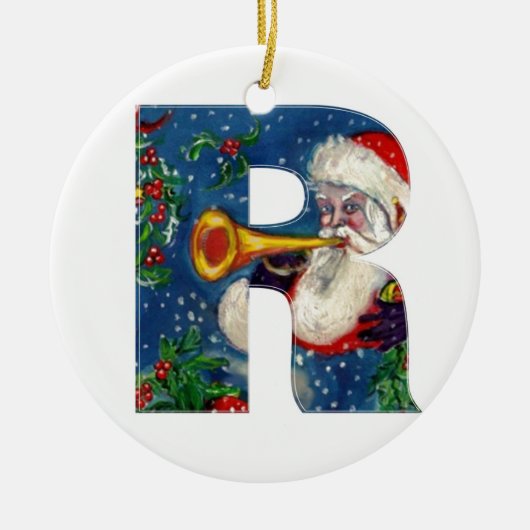 CHRISTMAS R SCHREIBEN / SANTA CLAUS BUGLER MONOGRA KERAMIK ORNAMENT (Vorne)