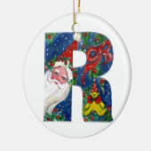 CHRISTMAS R SCHREIBEN / SANTA CLAUS MIT ROTEM RIBB KERAMIK ORNAMENT (Links)