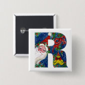 CHRISTMAS R SCHREIBEN / SANTA RED RIBON MONOGRAM BUTTON (Vorne & Hinten)