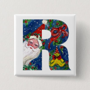 CHRISTMAS R SCHREIBEN / SANTA RED RIBON MONOGRAM BUTTON