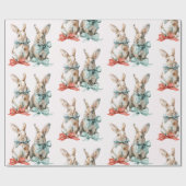 Christmas Rabbits with Bows Wrapping Paper Geschenkpapier (Flach)