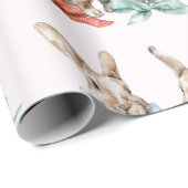 Christmas Rabbits with Bows Wrapping Paper Geschenkpapier (Rolleneckpunkt)