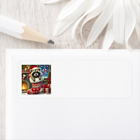 Christmas Raccoon Address Labels (Insitu)
