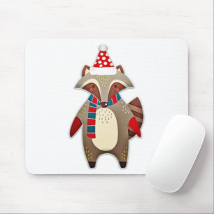 Christmas Raccoon Cartoon Mousepad