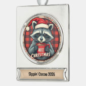 Christmas Raccoon Cocoa Cheer Banner-Ornament Silber (Links)