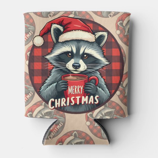 Christmas Raccoon Cocoa Cheer Dosenkühler (Vorderseite)